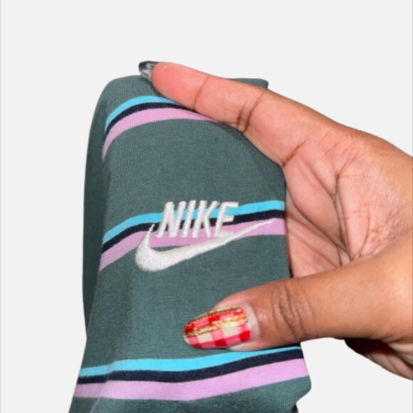 Nike Sportswear Club Spruce Stripe Green Blue Pink T-Shirt Men’s 2XL - Tall - Picture 7 of 11